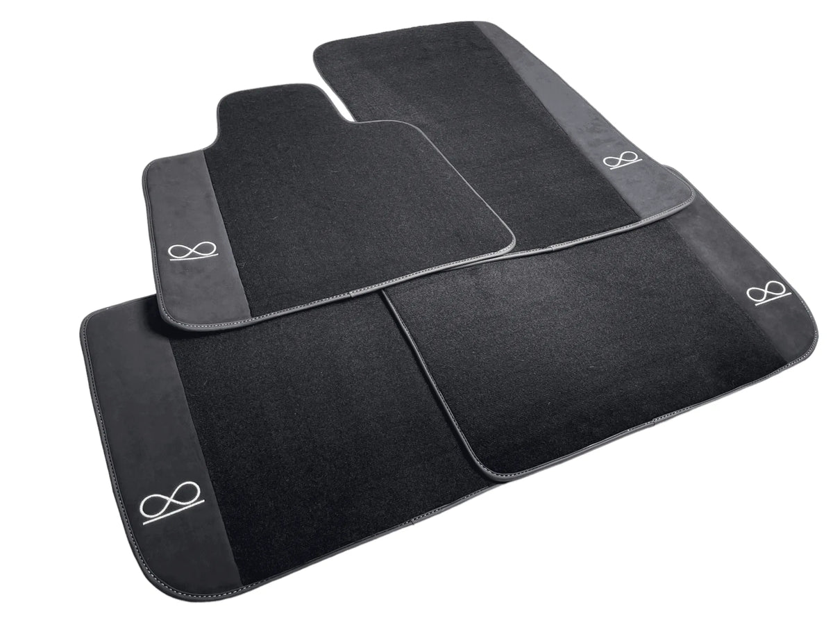 Black Floor Mats For Rolls Royce Black Badge Ghost Fluorescent Logo - AutoWin