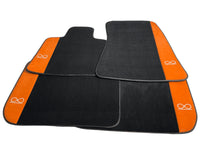 Schwarze Autofußmatten für Rolls Royce Black Badge Phantom VIII (2017-2024) orange Alcantara