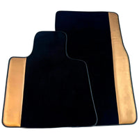 Black Floor Mats for Rolls Royce Dawn (2016-2023) with Golden Leather