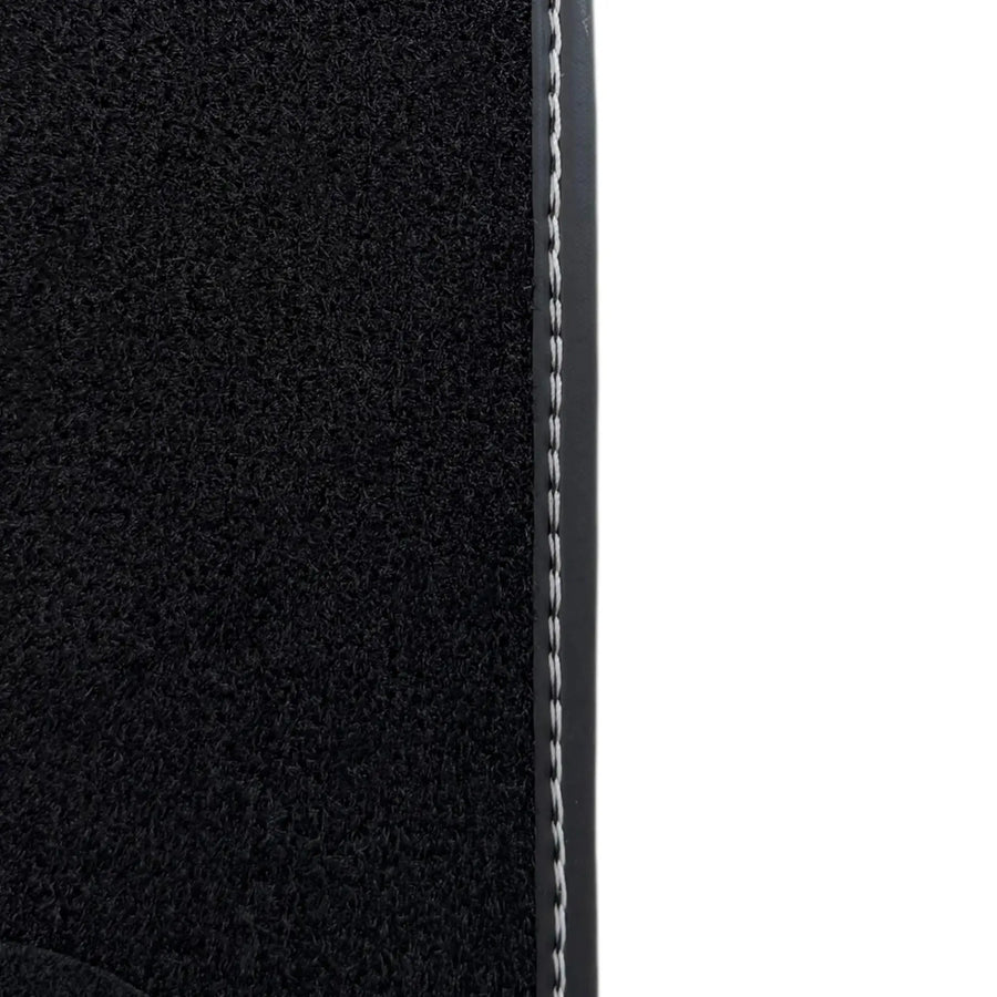 Black Floor Mats for Rolls Royce Ghost Series II 2021-2024 with Gray Leather Borders