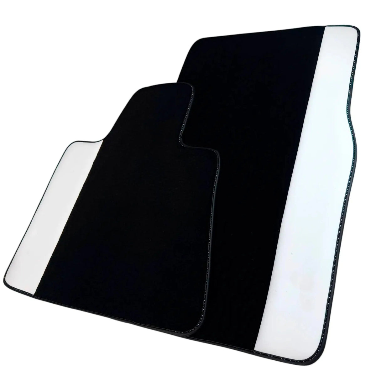 Black Floor Mats for Rolls Royce Ghost Series II (2021–2024) with White Leather