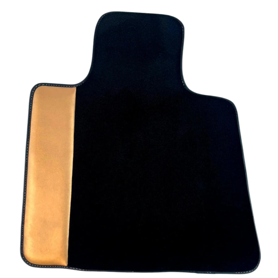 Black Floor Mats for Rolls Royce Phantom Drophead Coupe (2007-2016) with Golden Leather