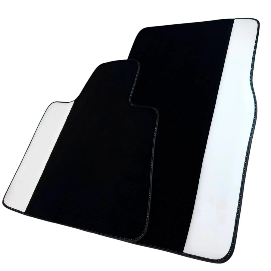 Black Floor Mats for Rolls Royce Phantom Drophead Coupe (2007-2016) with White Leather