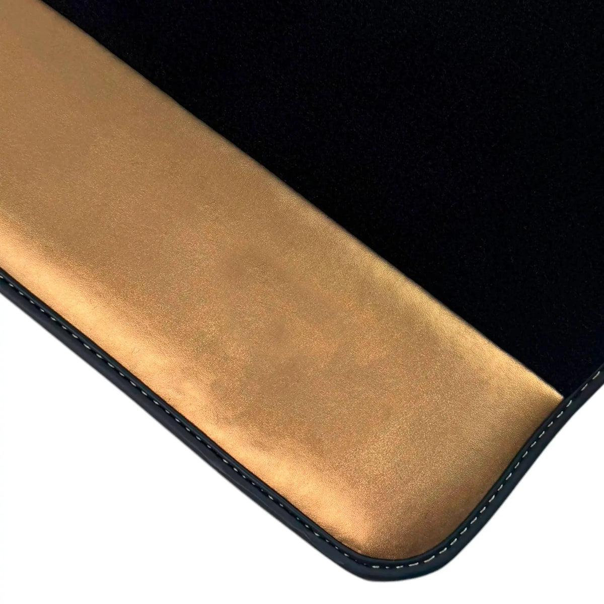 Black Floor Mats for Rolls Royce Phantom Sedan (2003-2016) with Golden Leather