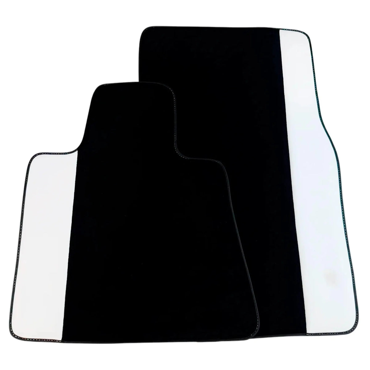 Black Floor Mats for Rolls Royce Phantom Sedan (2003-2016) with White Leather
