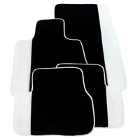 Black Floor Mats for Rolls Royce Phantom Sedan 2003-2016 with White Leather | White Trim