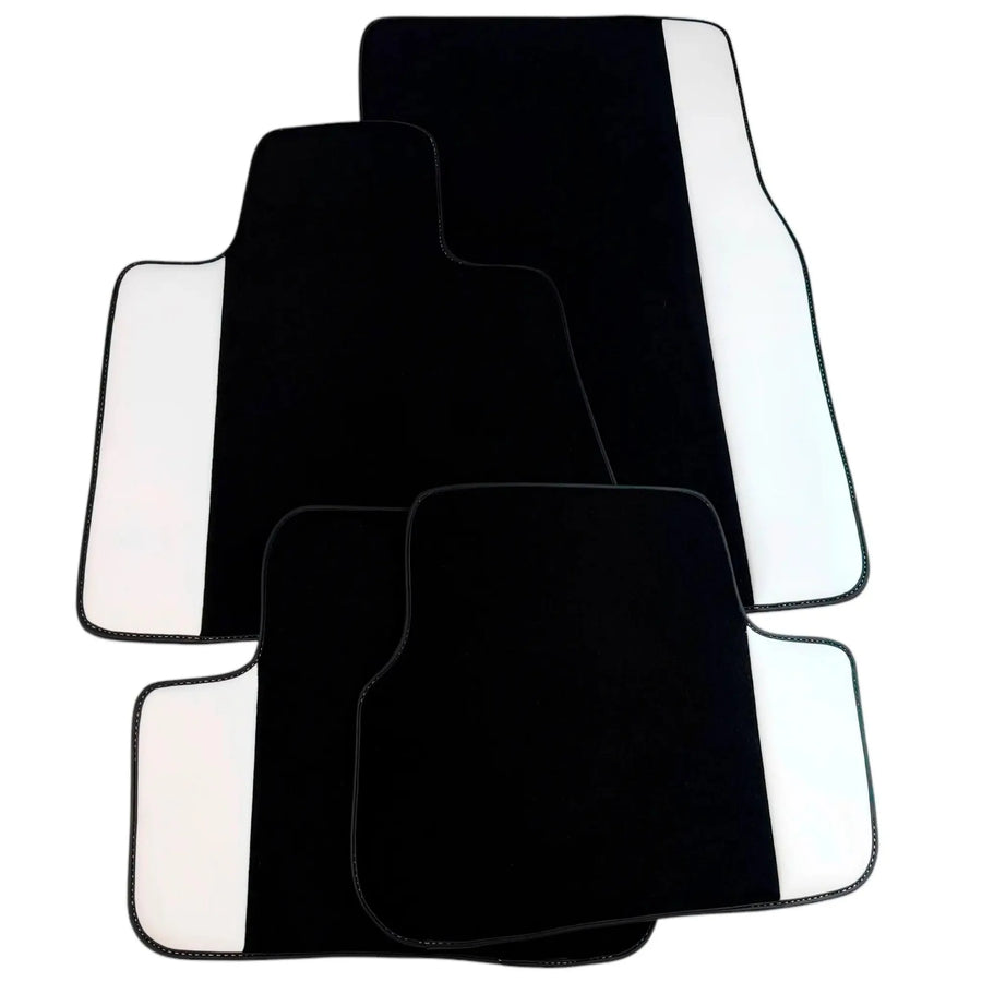 Black Floor Mats for Rolls Royce Shadow (1965-1977) with White Leather
