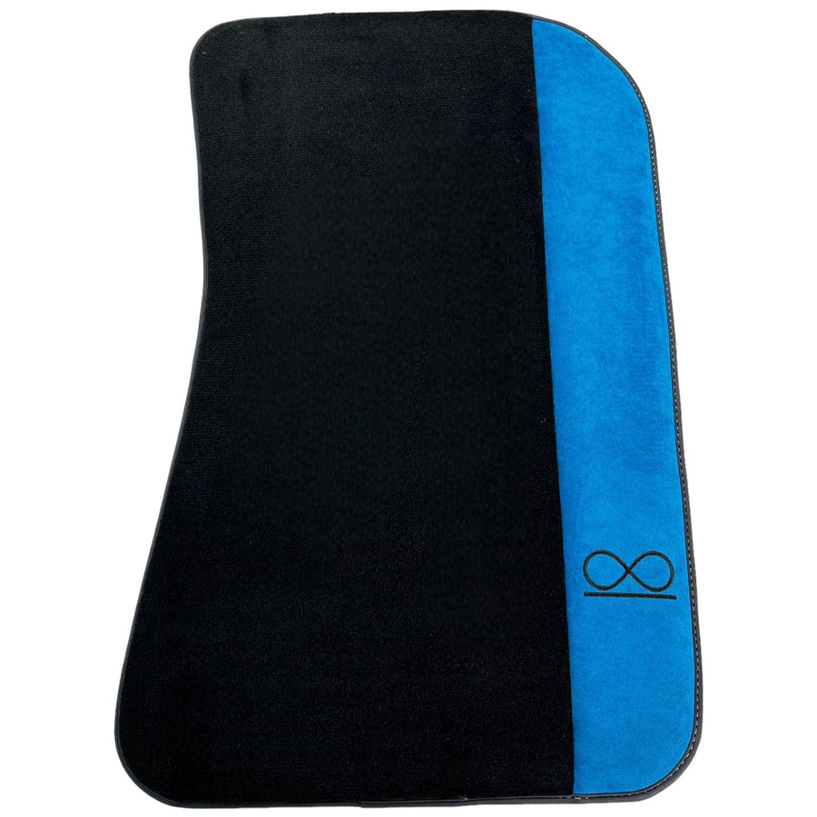Black Floor Mats For Rolls Royce Spectre (2023-2024) Blue Alcantara Leather - AutoWin