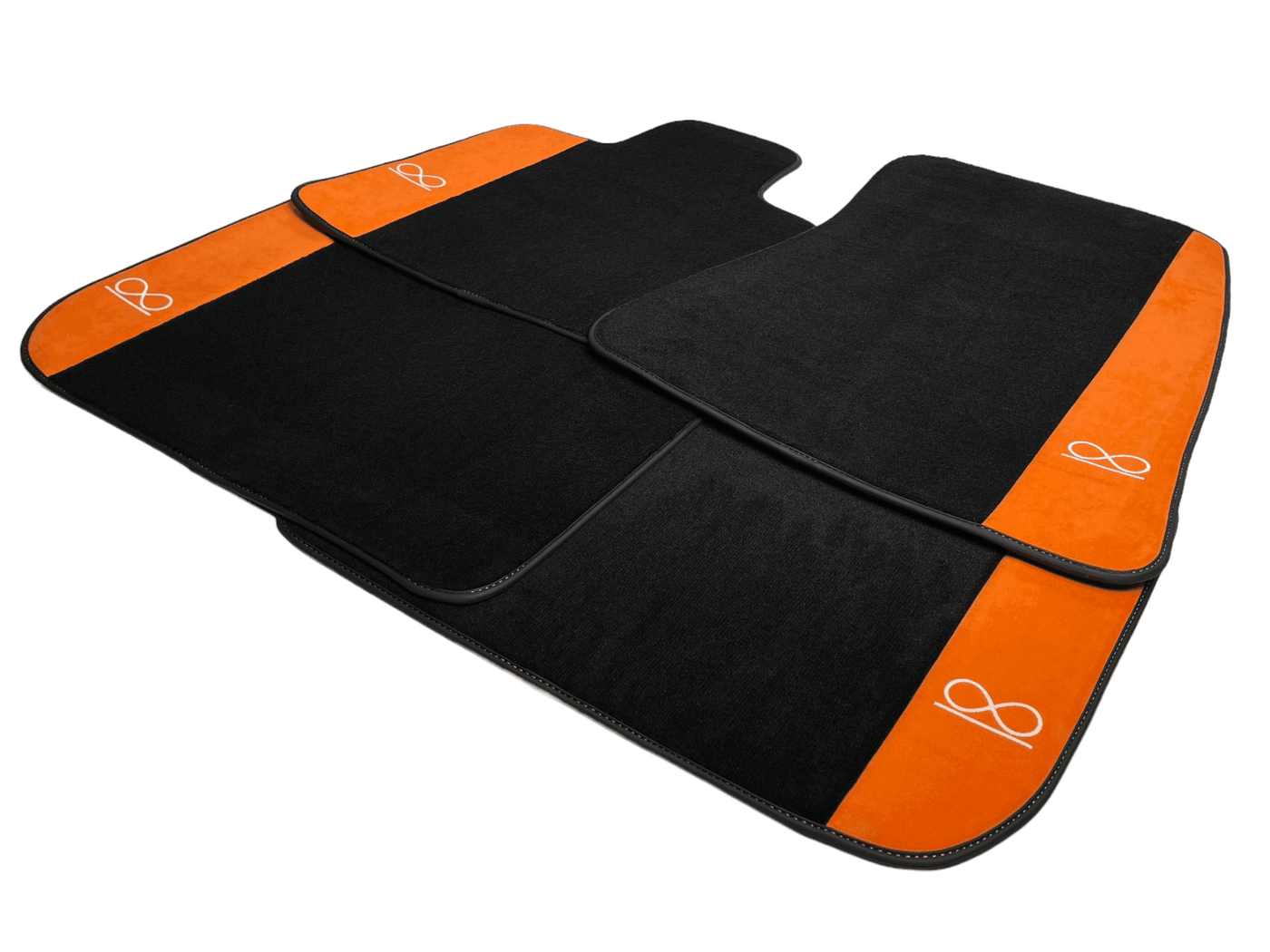 Black Floor Mats For Rolls Royce Spectre (2023-2024) Orange Alcantara Leather - AutoWin