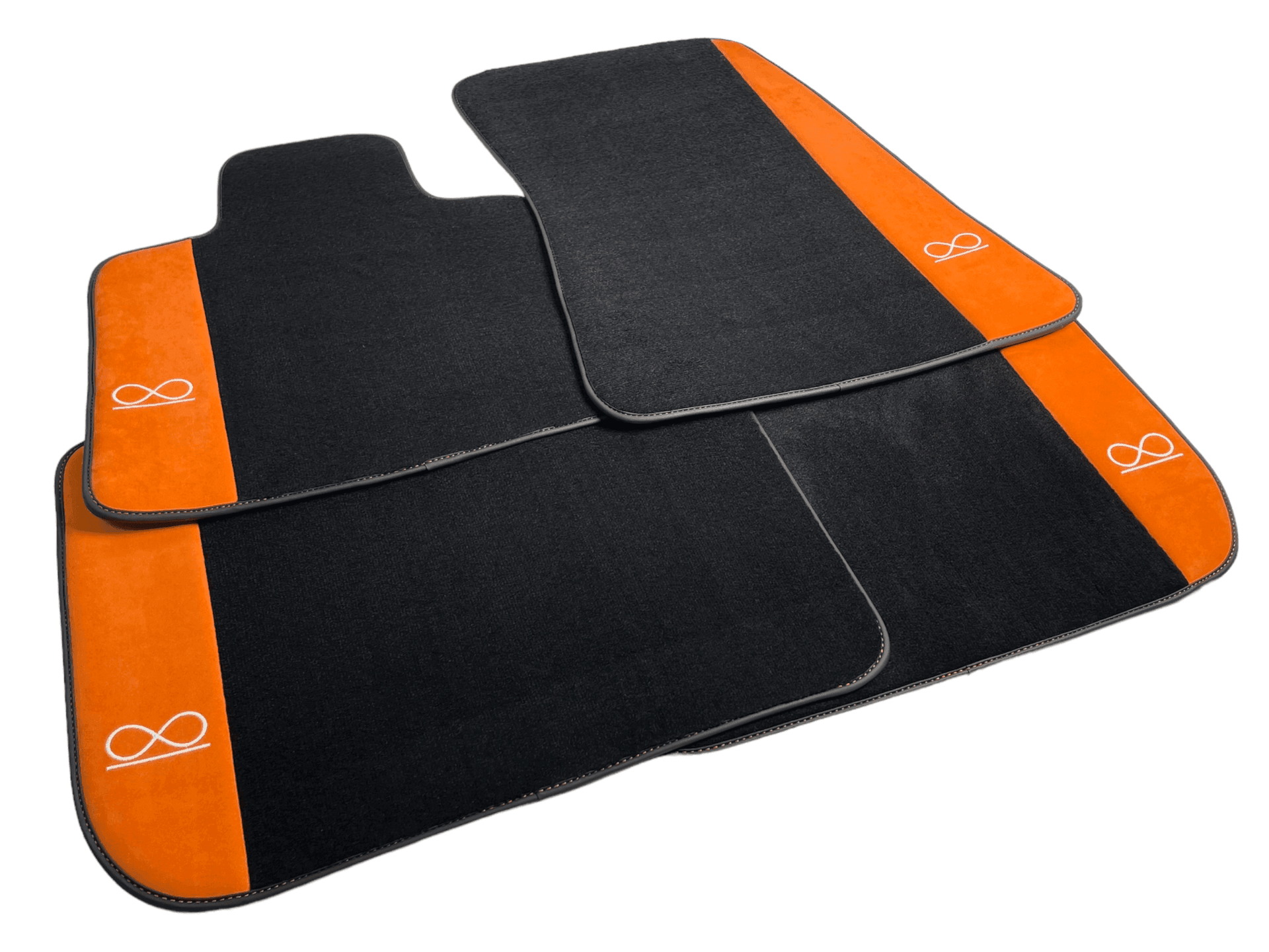 Black Floor Mats For Rolls Royce Spectre (2023-2024) Orange Alcantara Leather - AutoWin