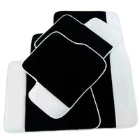 Black Floor Mats for Rolls Royce Spectre 2023-2024 with White Leather | White Trim