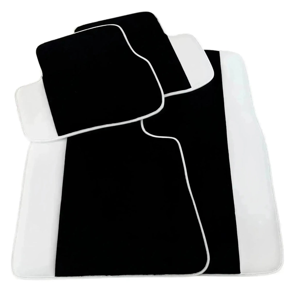 Black Floor Mats for Rolls Royce Spectre 2023-2024 with White Leather | White Trim