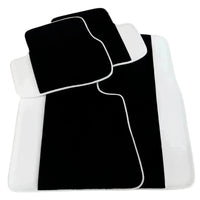 Black Floor Mats for Rolls Royce Spectre 2023-2024 with White Leather | White Trim