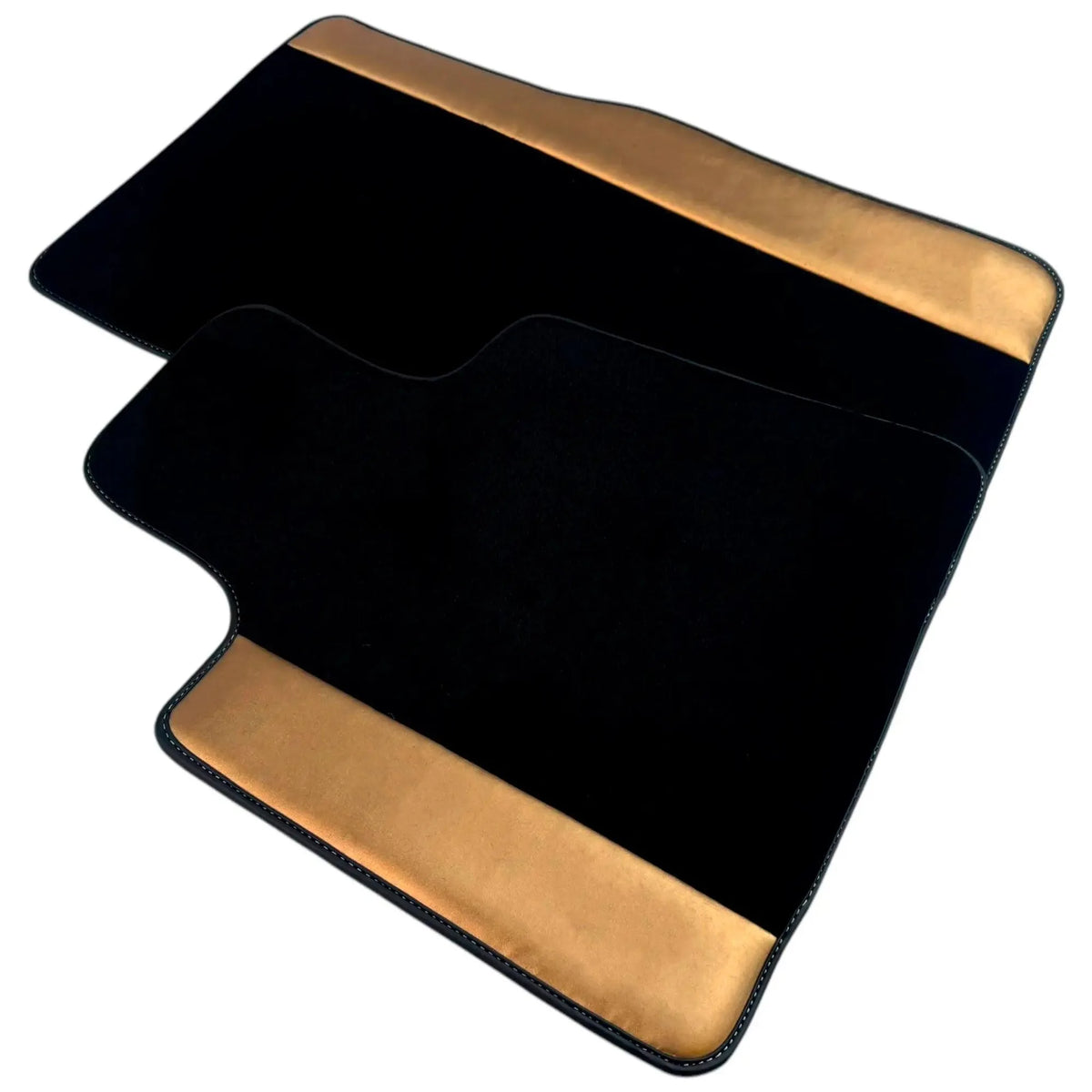 Black Floor Mats for Rolls Royce Wraith (2013–2023) with Golden Leather