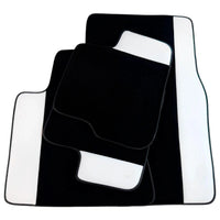 Black Floor Mats for Rolls Royce Wraith (2013–2023) with White Leather
