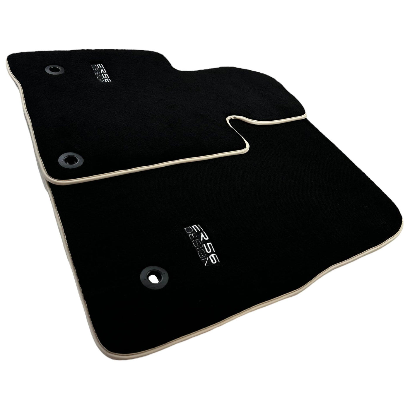 Black Floor Mats For Toyota Land Cruiser 200 (2008-2012) Beige Trim | ER56 Design - AutoWin