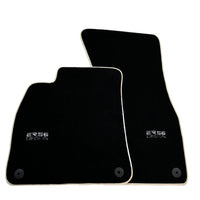 Black Floor Mats With Beige Trim For Audi A6 C8 Sedan (2018-2023) ER56 Design - AutoWin