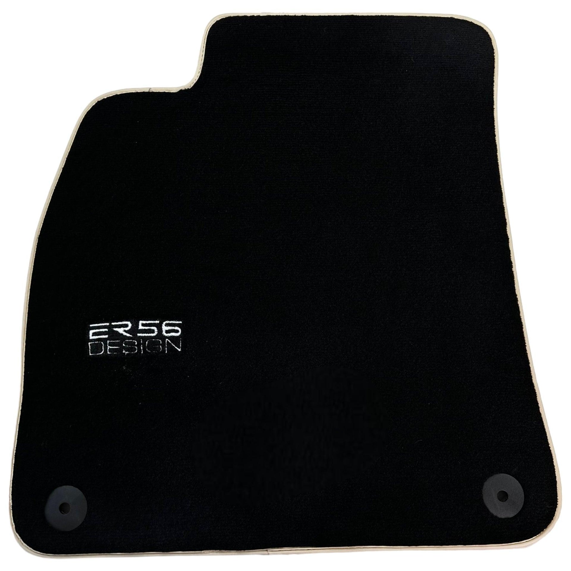 Black Floor Mats With Beige Trim For Audi A6 C8 Sedan (2018-2023) ER56 Design - AutoWin