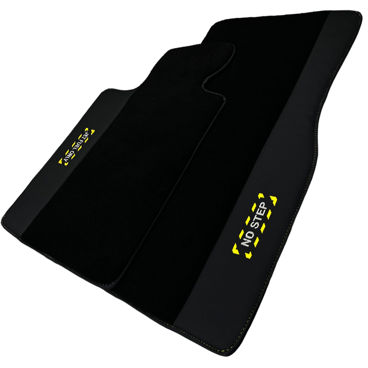 Black Floor Mats with Leather for BMW G61 (2023-2026) Touring - "Jet Fuel Only" - AutoWin