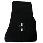 Black Floor Mats with White Trim For Ford Mustang V (2004-2010) With Pony - AutoWin