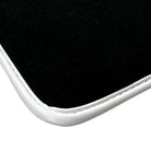 Black Floor Mats with White Trim For Ford Mustang V (2004-2010) With Pony - AutoWin