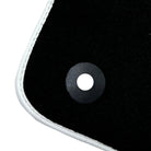 Black Floor Mats with White Trim for Ford Mustang V FL (2011-2014) With Pony - AutoWin