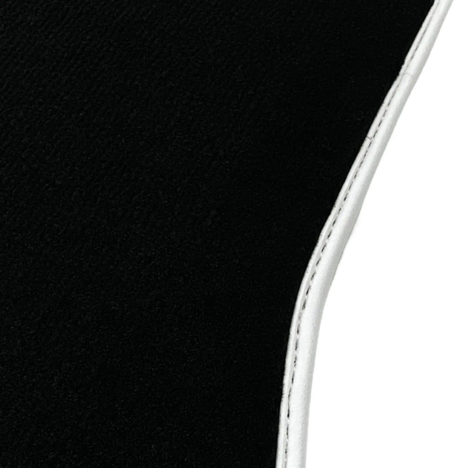 Black Floor Mats with White Trim For Ford Mustang VI (2015-2023) With Pony - AutoWin