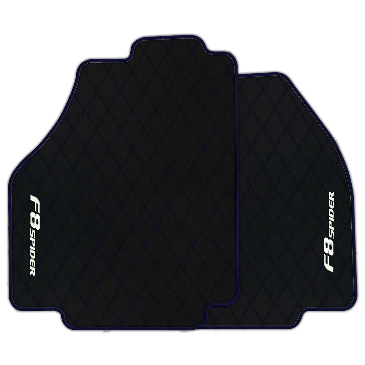 Black Leather Floor Mats for Ferrari F8 Spider (2019-2023) with Single Diamond Pattern | Full Set Option