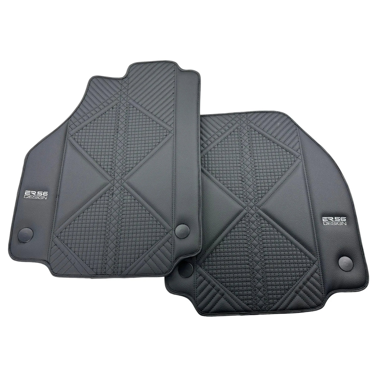 Black Leather Floor Mats For Ferrari F8 Tributo 2019-2022 ER56 Design - AutoWin