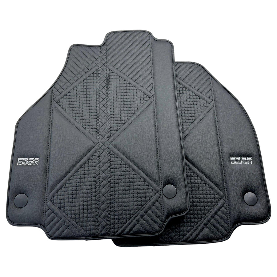 Black Leather Floor Mats For Ferrari F8 Tributo 2019-2022 ER56 Design - AutoWin