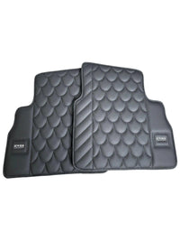 Black Leather Floor Mats For Mercedes-Benz G Class W461 (1979-2008) ER56 Design - AutoWin