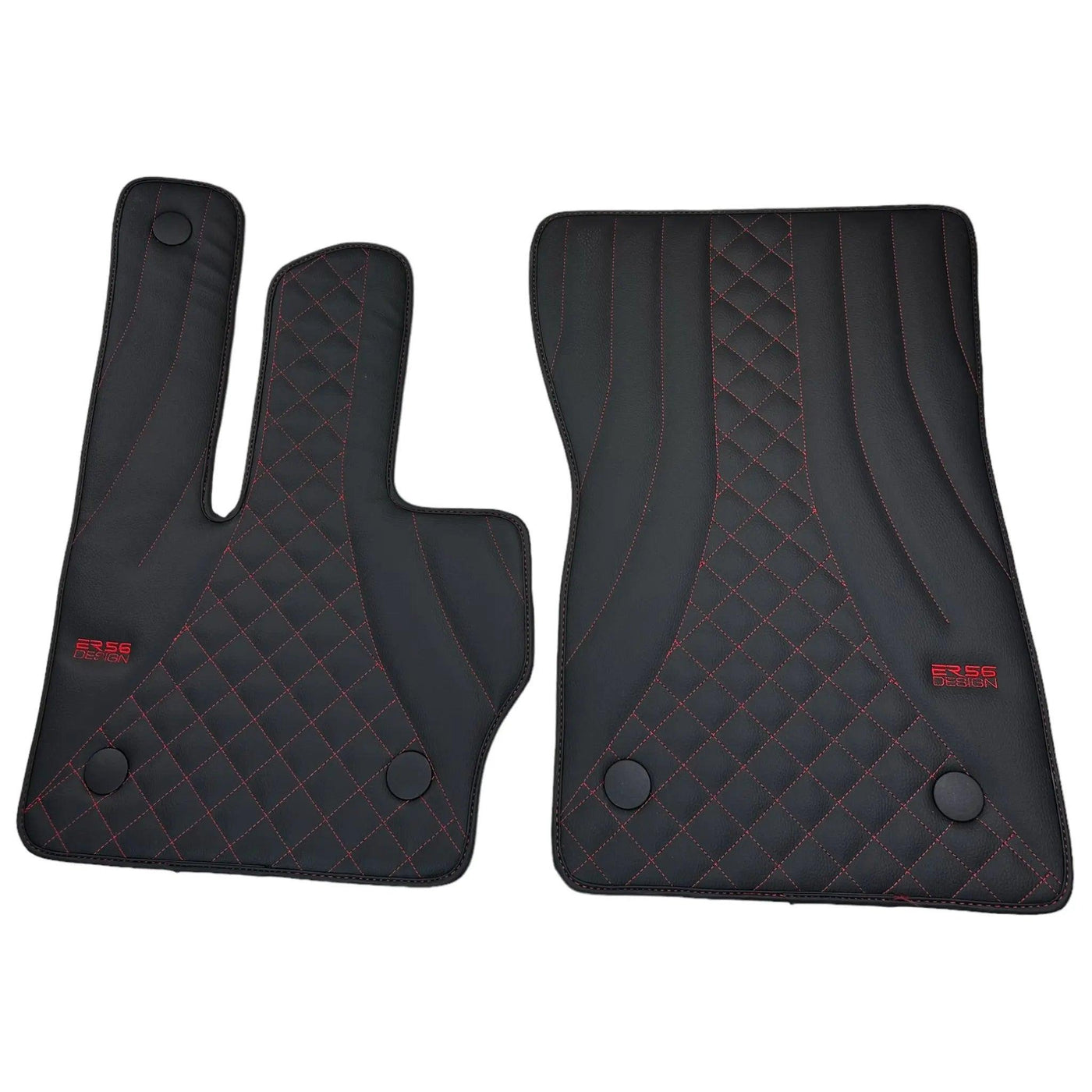 Black Leather Floor Mats for Mercedes-Benz G Class W461 (1979-2008) ER56 Design - AutoWin