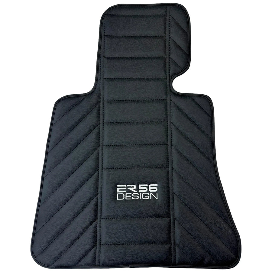 Black Leather Floor Mats for Rolls Royce Ghost Series II (2021-2024) ER56 Design - AutoWin