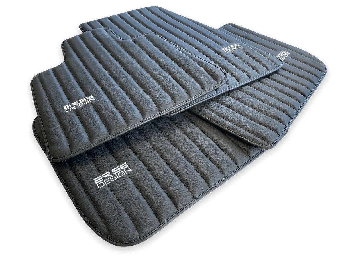 Black Leather Floor Mats for Rolls Royce Phantom VIII (2017-2024) ER56 Design Brand - AutoWin