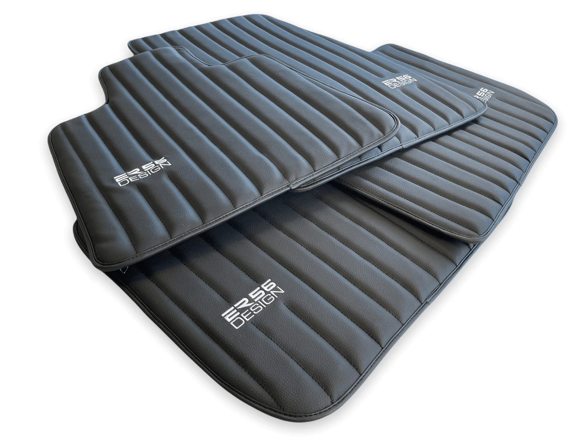 Black Leather Floor Mats for Rolls Royce Phantom VIII (2017-2024) ER56 Design Brand - AutoWin