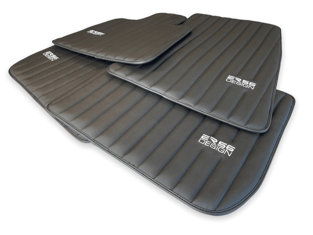 Black Leather Floor Mats for Rolls Royce Phantom VIII (2017-2024) ER56 Design Brand - AutoWin