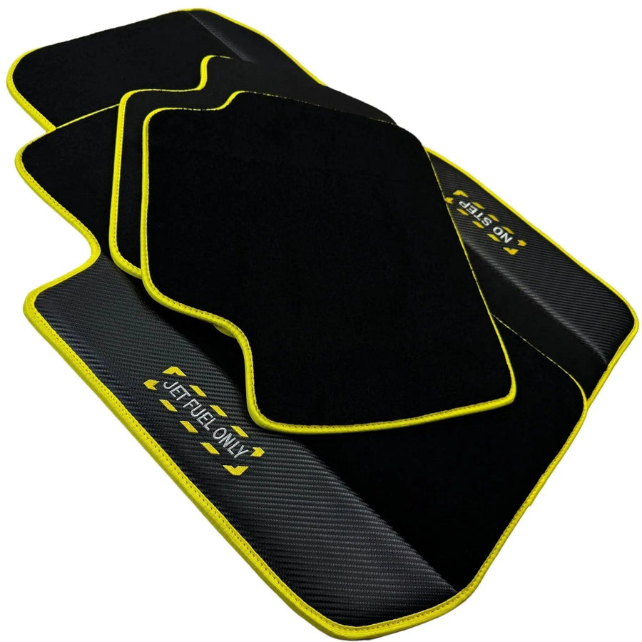 Black Mats For BMW 5 Series G30 | Fighter Jet Edition | Yellow Trim - AutoWin