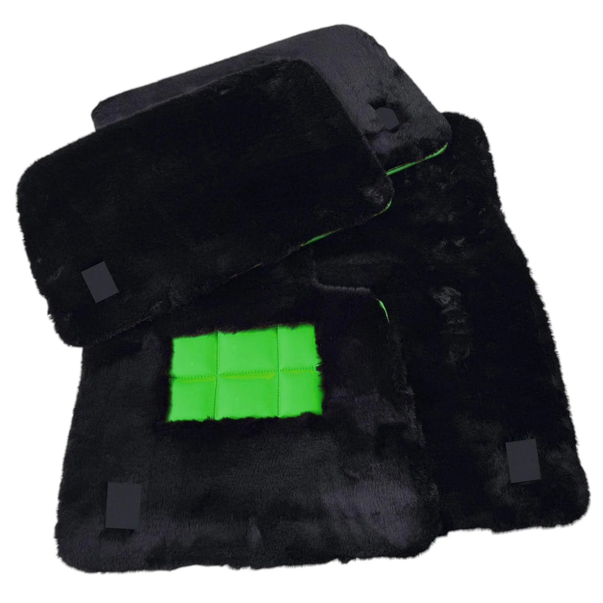 Black Sheepskin Floor Mats for Rolls Royce Phantom Drophead Coupe (2007-2016) Various Leather Colors