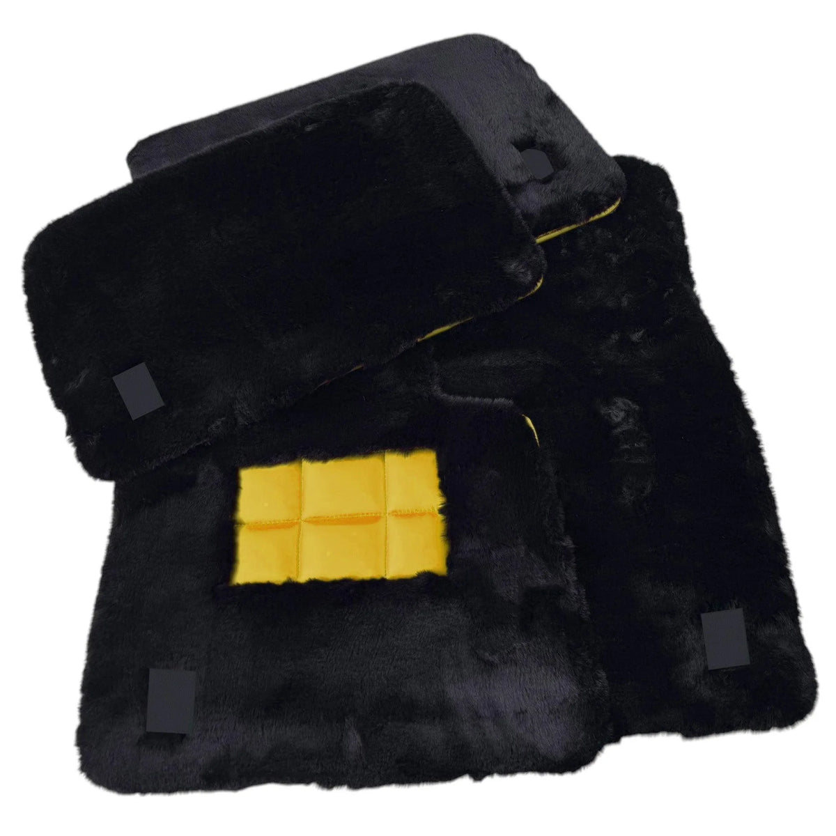 Black Sheepskin Floor Mats for Rolls Royce Phantom Drophead Coupe (2007-2016) Various Leather Colors