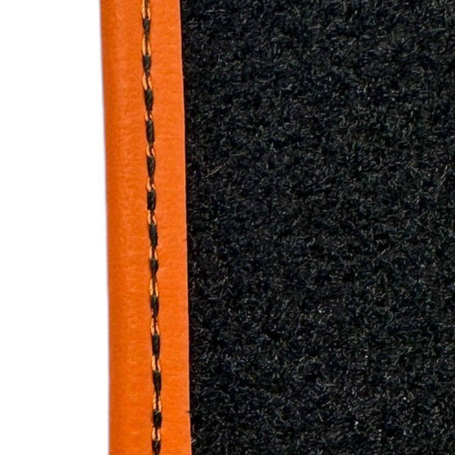 Alfombrillas de piel de oveja negras para Rolls-Royce Phantom VIII (2017-2024) con ribete de cuero naranja - AutoWin