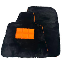 Alfombrillas de piel de oveja negras para Rolls-Royce Phantom VIII (2017-2024) con ribete de cuero naranja - AutoWin