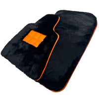 Alfombrillas de piel de oveja negras para Rolls-Royce Phantom VIII (2017-2024) con ribete de cuero naranja - AutoWin