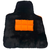 Alfombrillas de piel de oveja negras para Rolls-Royce Phantom VIII (2017-2024) con ribete de cuero naranja - AutoWin