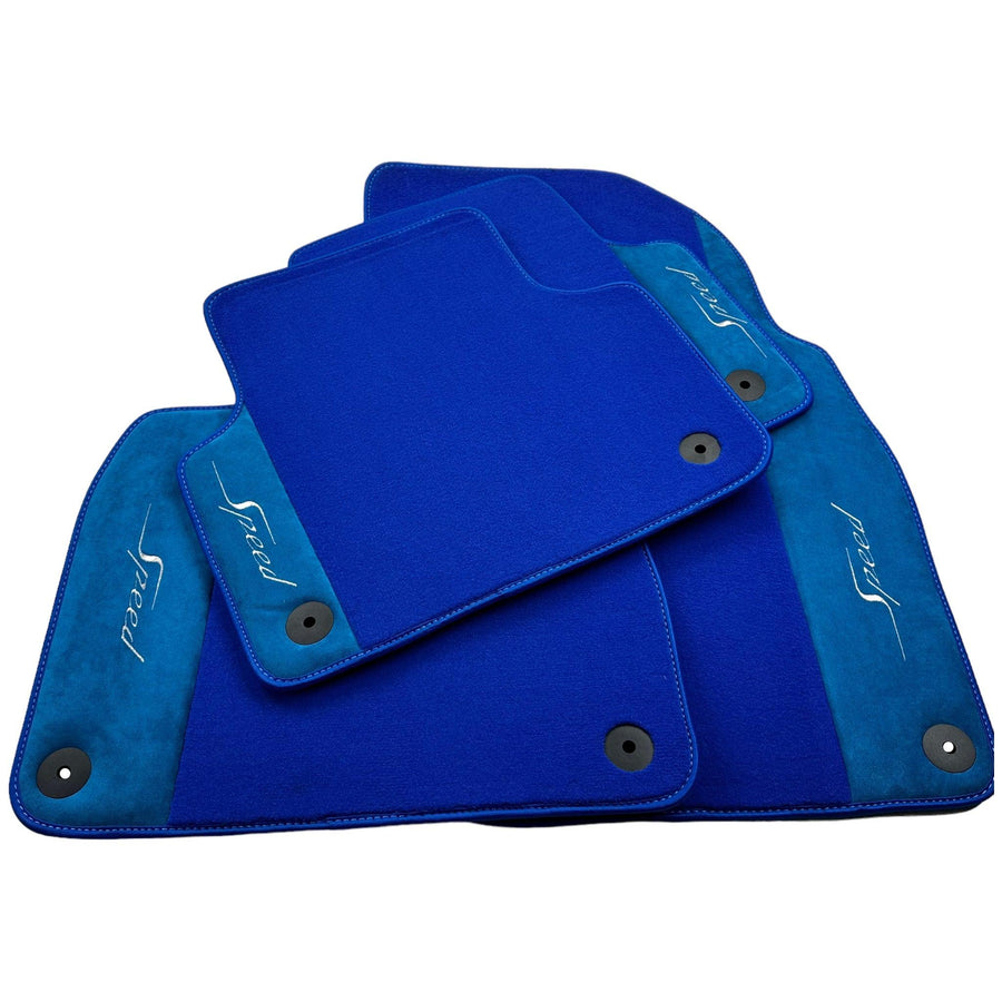 Blue Floor Mats For Bentley Bentayga (2015-2023) with Alcantara Leather - AutoWin