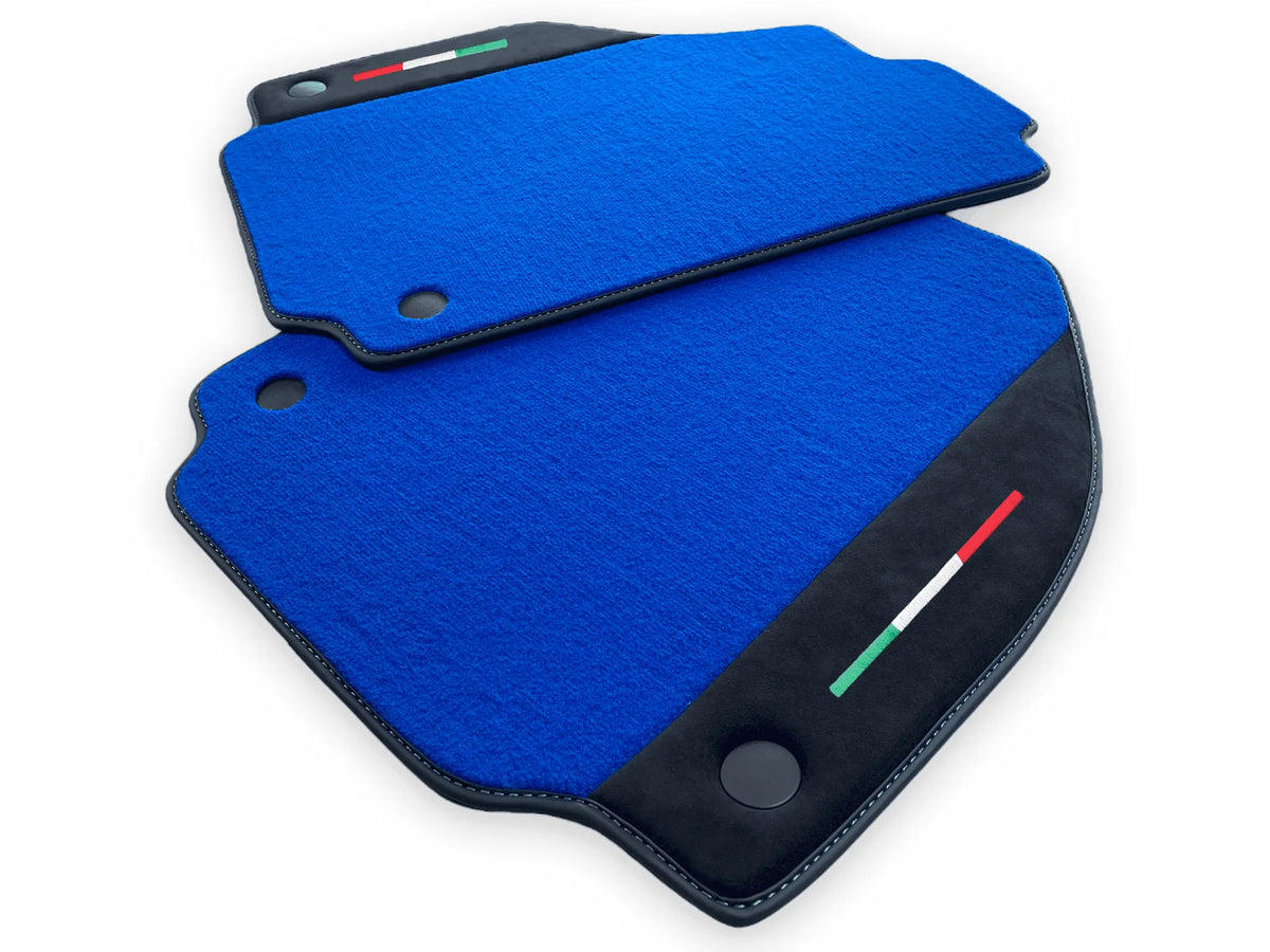 Blue Floor Mats For Ferrari 458 Italia 2009-2015 Alcantara Leather - AutoWin