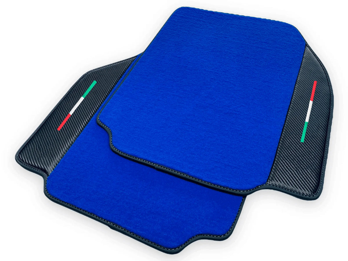 Blue Floor Mats For Ferrari 458 Speciale 2012-2015 Carbon Fiber Leather | Italian Edition