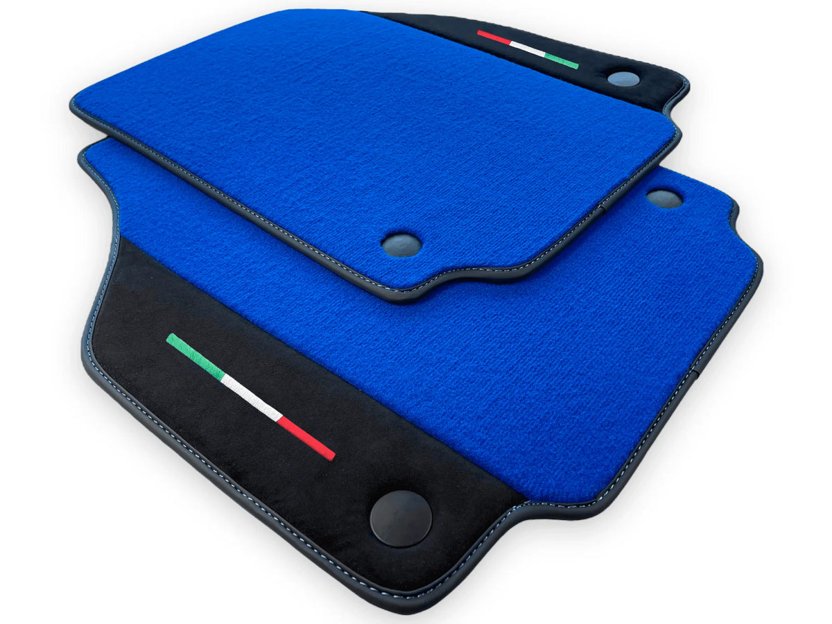 Blue Floor Mats For Ferrari 488 GTB 2016-2022 Carpets With Alcantara Leather - AutoWin