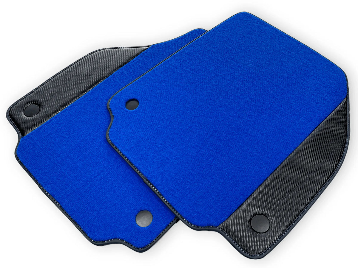 Blue Floor Mats For Ferrari F8 Spider 2019-2022 With Carbon Fiber Leather - AutoWin