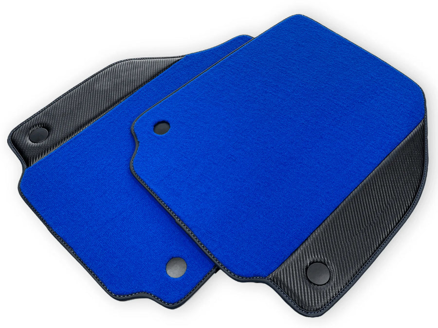 Blue Floor Mats For Ferrari F8 Tributo 2019-2022 With Carbon Leather - AutoWin
