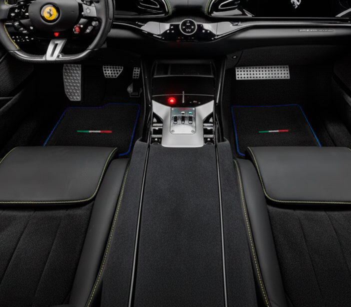 Tappetini per auto per Ferrari Purosangue con rifiniture blu